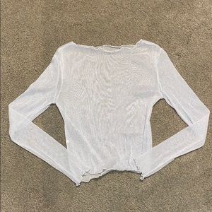 White Sparkly Mesh Top